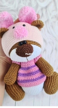 Crochet Wonders Design - Crochet Funny Bear - Olga Kurchenko - Outfit Piglet for Bear - Disfraz de Piglet para Oso - Spanish