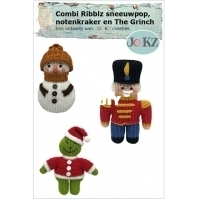 Jookz creaties - Joke Postma - Ribblz - Combi Sneeuwpop, Notenkraker en de Grinch - Snowman, Nutcracker and The Grinch - Dutch