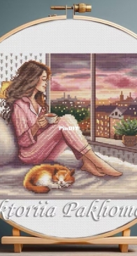 Girl with evening tea by Viktoriia / Victoria Pakhomova
