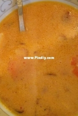 Pumpkin soup with roasted almonds based of almond milk