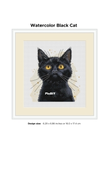 Banani Stitchery - Watercolor Black Cat by Anna Banani XSD