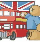Travelling Ted - Teddy in London by Lucie Heaton From Cross Stitch Card Shop 65 XSD