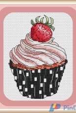 Cupcake with Strawberries by Olga Krasilnikova