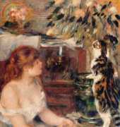 Scarlet Quince REN002 Young Woman with Cat - Pierre Auguste Renoir