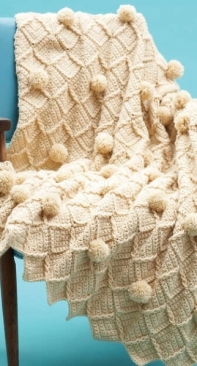 Yarnspirations - Bernat Design Studio - Lattice Pompom Blanket - Free