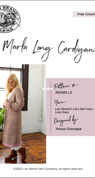 Lion Brand Yarns - Teresa Chorzepa - M21283 LZ - Marla Long Cardigan - Free