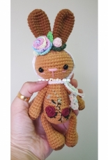 Amigurumi Bunny with Rainbow Rose