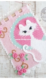 Chica Outlet - Laura Marchi -  Wall hanging romantic white cat - Tapiz gato blanco romántico - Spanish