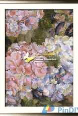 I Love Crosstitch ILCS JB-002 Pink Madrigal,Hydrangeas and Morning Glories