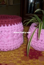 Crochet t-shirt baskets