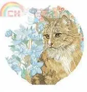 Lanarte 33571 Cat in blue flowers