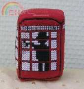 Small Town in 3D Cross Stitch - Telephone cab