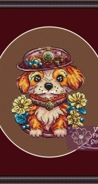 Violet Flower Stitches - Steampunk puppy SAGA