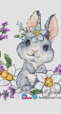 Bunny With Violet Flowers - Art.022-029 by Nadezhda Mashtakova