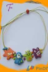 Necklace monster in polymer clay