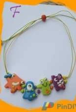 Necklace monster in polymer clay