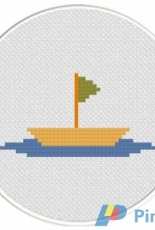 Daily Cross Stitch - Boat With Flag