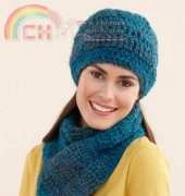 Lion Brand Yarn Homespun L20307 Ridged Hat And Scarf