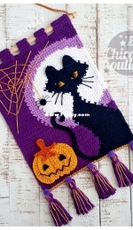 Chica Outlet - Laura Marchi - Wall hanging Halloween black cat - Tapiz gato negro Halloween - Spanish