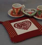Cross stitched pot holder