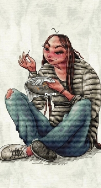 Embroiderer Brunette by Natalia Orekhova