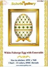 Solaria Gallery 6112-08aC - White Faberge Egg with Emeralds
