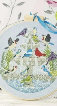 Flock To The Fountain - Birdbath Hoop by Debra Page from Cross Stitch Gold 116