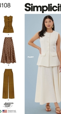Simplicity Sewing Pattern Misses' Vest, Skirt and Pants - S3108 - Sizes 16-24