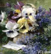 Golden Kite GK 2145 - Pansies and Forget-Me-Not Giclee