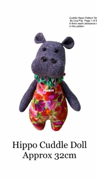 Lisa Pay - Hippo Cuddle Doll apprx 32 cm - Free