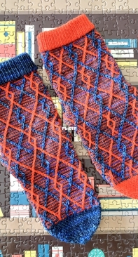 Linked Lattice  Socks by Caroline Johnson-Free