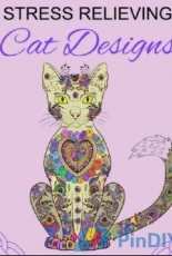 Adult Coloring Book-Cat Designs-2016