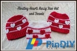Krissys Wonders - Kris Moore -Floating Hearts Messy Bun Hat and Beanie