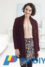 Lion Brand Yarn-L50271-Westport Cabled Cardigan by Bobbie Fitzgerald-Free