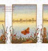 Needlepoise Mellow Moments MM02 Butterfly and Poppies triptych