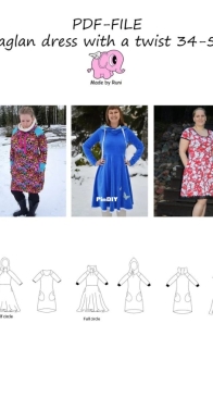 Made By Runi-Raglan Dress With a Twist-Adult Size (34-54)
