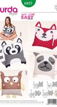 Burda 6827 - Animal Cushions - Multilingual