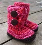 Jennifer Dougherty Crochet by Jennifer Bulky Button Loop Booties - Toddler Size