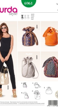 Burda Style - 6961 - Bags - German, English, French, Dutch, Italian, Spanish, Swedish, Danish, Russian