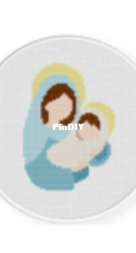 Daily Cross Stitch - Mary and Baby Jesus