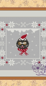 Violet Flower Stitches - Winter Cat - Free