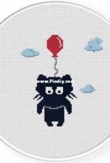 Daily Cross Stitch - Black Cat Balloon