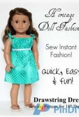 Heritage Doll Fashions-Drawstring Dress Sewing Pattern for 18"inch Doll
