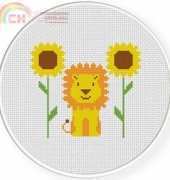 Daily Cross Stitch Lion and Sunflowers