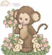 Ellen Maurer Stroh EMS Animal Babies - Monkey Baby in the Roses PCS