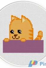 Daily Cross Stitch - Cute Cat In A Box