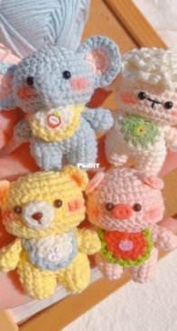Angelas Handcrafts - Angela Newco - 4 mini animal keychain