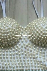 Cropped with plastic pearls beads