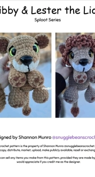 Snuggle Beans Crochet - Shannon Munro - Sploot Series Libby and Lester the Lion