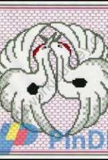 Elizabeth Almond FR0020 Cranes -Blackwork pattern - Free